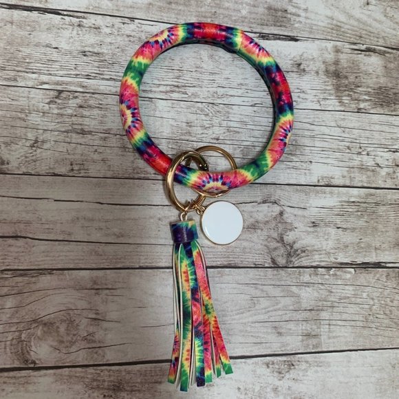 None Jewelry - Tie-Dye Bangle Tassel Bracelet Keyring